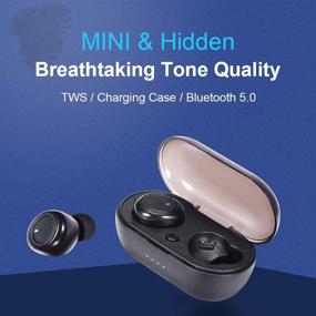 img 3 attached to 🎧 Премиум звук беспроводных наушников TWS с зарядным кейсом - AMBW Bluetooth 5.0 настоящие беспроводные наушники: 20 часов воспроизведения, влагозащита IPX5, глубокие басы, встроенный микрофон, идеально подходят для спорта - Черный