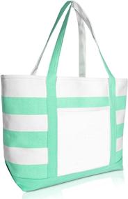img 4 attached to 👜 DALIX Premium Striped Cotton Canvas Handbags & Wallets for Women in Totes