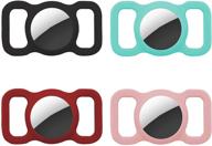 🐶 4-pack dog collar compatible holder for airtag air tag - black, mint green, pink & wine red logo