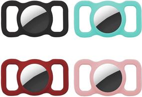 img 4 attached to 🐶 4-Pack Dog Collar Compatible Holder for AirTag Air Tag - Black, Mint Green, Pink & Wine Red