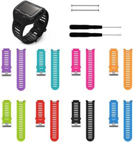 img 1 attached to 📦 QGHXO Garmin Forerunner 910XT Replacement Band - Soft Silicone Watch Strap, Fits 6.0"-8.1" Wrist