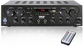 img 3 attached to 🎤 Wireless Karaoke Bluetooth Stereo Receiver Pyle - 4 Channel Power Amplifier with USB, Headphone, 2 Microphone Inputs and Echo, Talkover for PA - Ideal for Home Speaker System - Model: PTA42BT