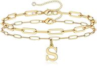 🌟 hidepoo gold initial bracelets: personalized, 14k gold plated layered paperclip link chain letter charm bracelets for women - stunning jewelry gifts! logo