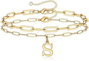 img 4 attached to 🌟 Hidepoo Gold Initial Bracelets: Personalized, 14K Gold Plated Layered Paperclip Link Chain Letter Charm Bracelets for Women - Stunning Jewelry Gifts!