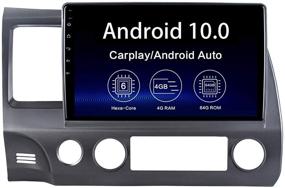 img 4 attached to 📻 Dasaita 10.2" Андроид 10 радио для Honda Civic 2006-2011 с Bluetooth стерео, беспроводным Carplay, GPS навигацией, видеоплеером, Android Auto, DSP, WIFI, 1280X720 HD, 4GB 64GB PX6