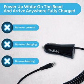 img 3 attached to High-Quality iPhone Car Charger with Coiled Cord and USB Port – Compatible with iPhone 12 Pro/ 12 iPhone 11 Pro Max/11/XS Max/XS/XR/X/8/7 Plus/7/6S/6/5S/5C/SE/5, iPad Pro/Air/Mini (Black)