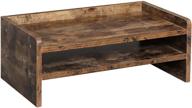 🖥️ dark brown oropy wood monitor stand riser - 2 tier desktop organizer with shelf for pc, laptop - 16.3 inches logo
