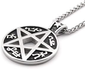 img 3 attached to GUNGNEER Stainless Pentacle Pentagram Necklace Boys' Jewelry