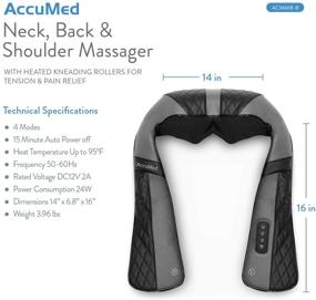 img 2 attached to 🔥 AccuMed Shiatsu массажер для шеи и спины с подогревом - глубокий массаж для спины, шеи, плеч, пресса и ног - облегчение боли в мышцах глубоких тканей - офис, дом и автомобиль (модель ACM668-В)