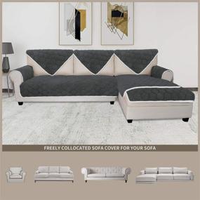 img 2 attached to 🛋️ Easy-Going Super Soft Plush Couch Cover - Anti-Slip, Sectional, Quilted, Thicken Slipcover for L Shaped Sofa - Dark Gray (28x28 inch, Sold by Piece)