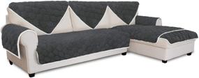 img 4 attached to 🛋️ Easy-Going Super Soft Plush Couch Cover - Anti-Slip, Sectional, Quilted, Thicken Slipcover for L Shaped Sofa - Dark Gray (28x28 inch, Sold by Piece)