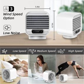 img 2 attached to 🌬️ Portable Rechargeable Air Cooler and Humidifier: Cordless Mini AC Fan for Car, Room, Office - 3 Speeds