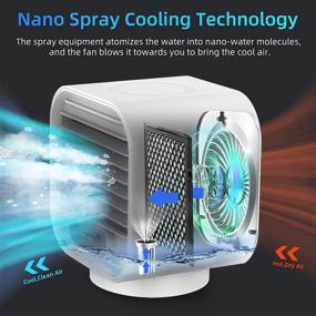 img 3 attached to 🌬️ Portable Rechargeable Air Cooler and Humidifier: Cordless Mini AC Fan for Car, Room, Office - 3 Speeds