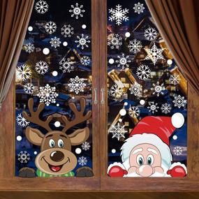 img 4 attached to 🎅 VEYLIN Christmas Window Clings: 6 Sheets, 300 Pcs - Snowflake Reindeer Santa Claus Window Stickers for Festive Window Decoration