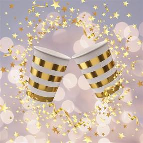 img 1 attached to 🥂 Gold Paper Cups 12 Oz - Set of 50 Disposable Party Cups with Gold Foil Stripes - Perfect for Cold and Hot Beverages - Ideal Cups for Birthday, Anniversary, Wedding Celebrations