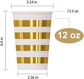 img 3 attached to 🥂 Gold Paper Cups 12 Oz - Set of 50 Disposable Party Cups with Gold Foil Stripes - Perfect for Cold and Hot Beverages - Ideal Cups for Birthday, Anniversary, Wedding Celebrations