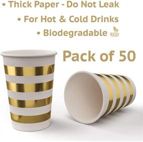 img 2 attached to 🥂 Gold Paper Cups 12 Oz - Set of 50 Disposable Party Cups with Gold Foil Stripes - Perfect for Cold and Hot Beverages - Ideal Cups for Birthday, Anniversary, Wedding Celebrations