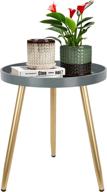 🪑 small spaces mid century round side table - accent wood table for living room, bedroom, office - bedside nightstand coffee table end table - 18" h x 15" d logo