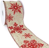 🎁 ct craft llc faux jute snowflakes christmas wired ribbon - natural/red, 2.5” x 10 yards x 1 roll, ideal for home decor, gift wrapping, diy crafts logo