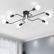 💡 vintage sputnik design chandelier in black metal - zeefo flush mount ceiling light with 6 lights, e26 bulb base. suitable for kitchen, dining room, and bedroom. ideal for modern art industrial lighting fixtures. логотип