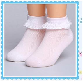 img 3 attached to 🧦 Девичьи белые хлопковые носки - упаковка из 5 пар с оборками из кружева на верху.