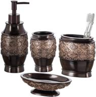 🛁 bathroom accessories set - creative scents dublin collection with soap dispenser, soap dish, tumbler, and toothbrush holder for vanity countertop (brown) logo