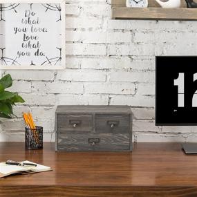 img 1 attached to 📦 Stylish and Practical: MyGift Rustic Gray Wooden 3-Drawer Desktop Storage Box Organizer
