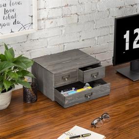 img 3 attached to 📦 Stylish and Practical: MyGift Rustic Gray Wooden 3-Drawer Desktop Storage Box Organizer