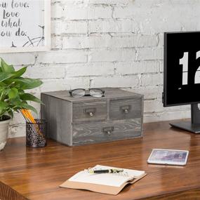img 2 attached to 📦 Stylish and Practical: MyGift Rustic Gray Wooden 3-Drawer Desktop Storage Box Organizer