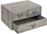 📦 stylish and practical: mygift rustic gray wooden 3-drawer desktop storage box organizer logo