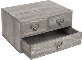 img 4 attached to 📦 Stylish and Practical: MyGift Rustic Gray Wooden 3-Drawer Desktop Storage Box Organizer