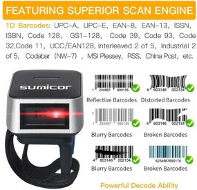 img 2 attached to 📟 Sumicor 1D Wireless Bluetooth Ring Finger Barcode Scanner - Portable Wearable Mini Bar Code Reader for Windows iOS Android Linux Mac OS - Supports scanning 1D Codes on Screen – Black