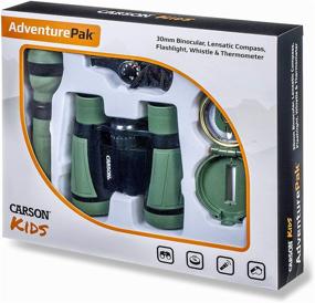 img 4 attached to 🌍 Carson AdventurePak for Kids: 30mm Field Binoculars, Lensatic Compass, Flashlight, Signal Whistle with Built-in Thermometer (HU-401), 4.2" x 2.3" x 1.5