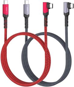 img 4 attached to 🔌 Besgoods Right Angle USB C Cable 3ft: 100W 10Gbps PD Fast Charging, 4K Display for MacBook Pro, Galaxy S21 & More - 2 Pack (Red/Black)