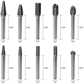 img 3 attached to 🔧 High-Quality Carbide Burr Set by JESTUOUS - 1/4 Inch Shank, Double Cut Solid Tungsten Cutting Burrs Rotary Files Bits for Die Grinder, Metal Grinding, Woodworking, Drilling, and Carving - Includes 10pcs