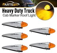 🚛 partsam 5pcs 17 led amber torpedo cab marker roof running top lights: super bright chrome heavy duty trucks replacement for international kenworth/peterbilt/freightliner/mack logo