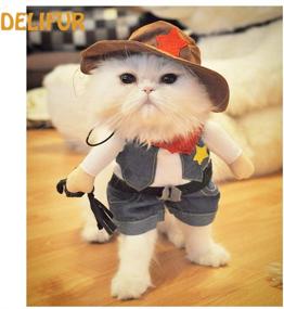 img 3 attached to 🐶 Delifur Cowboy Pet Costume with Hat: Funny Halloween Spooky Night Clothes for Dogs & Cats