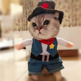 img 4 attached to 🐶 Delifur Cowboy Pet Costume with Hat: Funny Halloween Spooky Night Clothes for Dogs & Cats