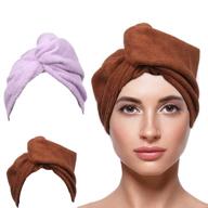 👩 foviupet 2 pack microfiber hair towel wrap for women, 10x26 inch super absorbent hair wrap quick dryer hair drying towel for curly, long &amp; thick hair - hair turban for bath spa (coffee+purple) logo