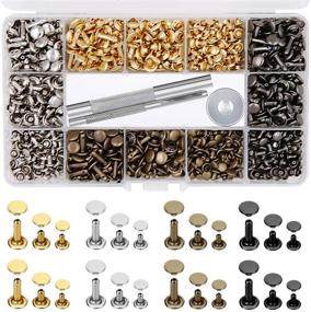 img 4 attached to 🔨 EuTengHao 484-Piece Leather Rivets Double Cap Rivet Tubular Metal Studs Set with Punch Pliers and 3-Piece Setting Tool Kit for Leather Craft Repairs Decoration - Gold, Silver, Bronze, Gunmetal, 4 Color Options