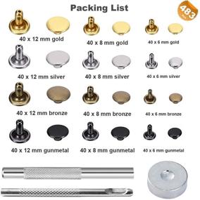 img 3 attached to 🔨 EuTengHao 484-Piece Leather Rivets Double Cap Rivet Tubular Metal Studs Set with Punch Pliers and 3-Piece Setting Tool Kit for Leather Craft Repairs Decoration - Gold, Silver, Bronze, Gunmetal, 4 Color Options