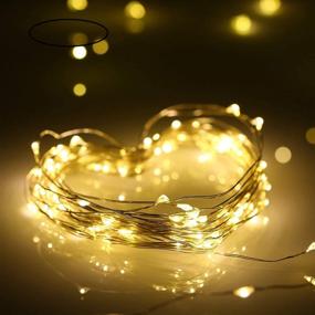 img 1 attached to 🌟 Mikasol LED Fairy Lights, Battery Powered Copper Wire String Lights, Warm White Starry Lights for Bedroom, Christmas, Parties, Wedding, Centerpiece, Decoration (10m/33ft)