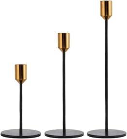 img 4 attached to 🕯️ TANGPAI Black Tall Candlestick Holders - Set of 3 Metal Modern Decor Candle Stands for Taper Candles - Fits 3/4 Inch Thick Candles - Perfect Home Decor Centerpiece for Dining Table and Living Room