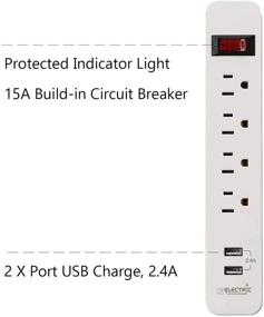 img 2 attached to 💡 КФ Подставка с USB зарядкой и защитой от перегрузки - кабель 4 фута, 4 розетки, сертификат ETL - идеально подходит для компьютеров, домашнего кинотеатра, бытовой техники, офисного оборудования и других устройств - белый