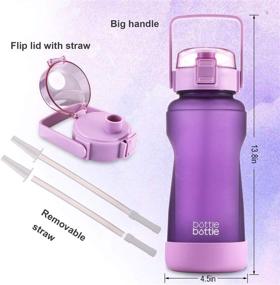 img 2 attached to 🍼 BOTTLE BOTTLE 64oz Water Bottle with Time Marker and Straw - Leak-proof Half Gallon Chug Jug for Adults and Kids, Includes Protective Silicone Boot (Purple)