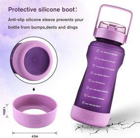 img 3 attached to 🍼 BOTTLE BOTTLE 64oz Water Bottle with Time Marker and Straw - Leak-proof Half Gallon Chug Jug for Adults and Kids, Includes Protective Silicone Boot (Purple)