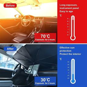 img 1 attached to SACSTAR Car Shade Front Windshield: Foldable Sunshade Umbrella for Various Car Sizes (56'' x 31'')