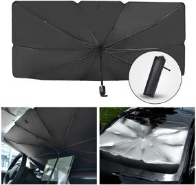 img 4 attached to SACSTAR Car Shade Front Windshield: Foldable Sunshade Umbrella for Various Car Sizes (56'' x 31'')