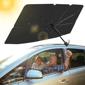 img 2 attached to SACSTAR Car Shade Front Windshield: Foldable Sunshade Umbrella for Various Car Sizes (56'' x 31'')