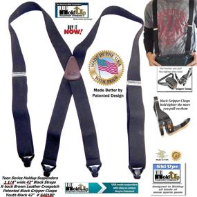 img 3 attached to 42-Inch Teen Black Ski and Sports Suspenders with Grip Technology: Optimal Hold for Teens